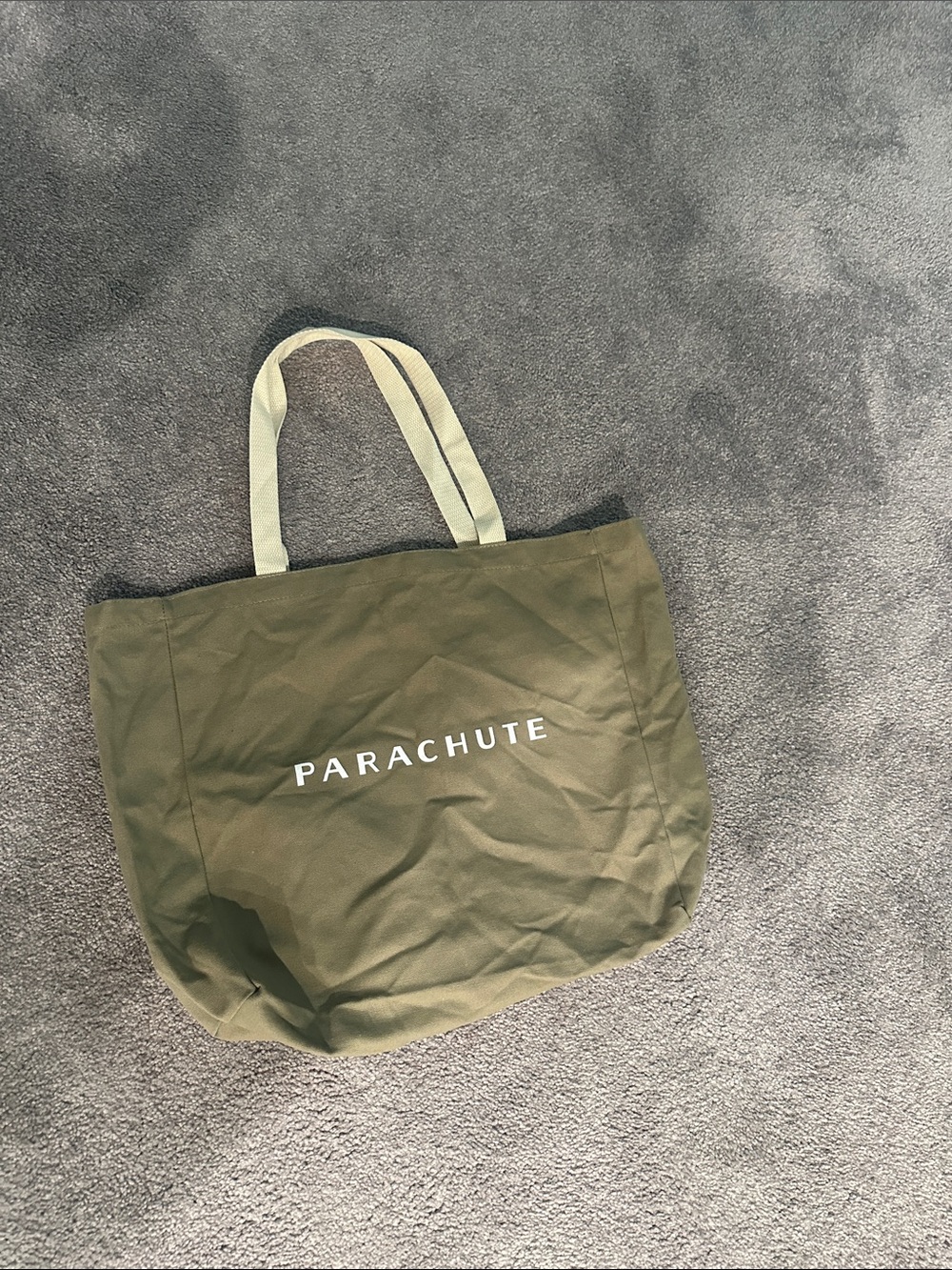 Parachute Olive Green Canvas Tote with Cream Handles